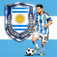 阿根廷国家男子足球队队徽及梅西持球图片