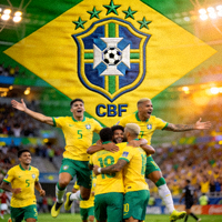 巴西国家男子足球队队徽及球员庆祝图片
